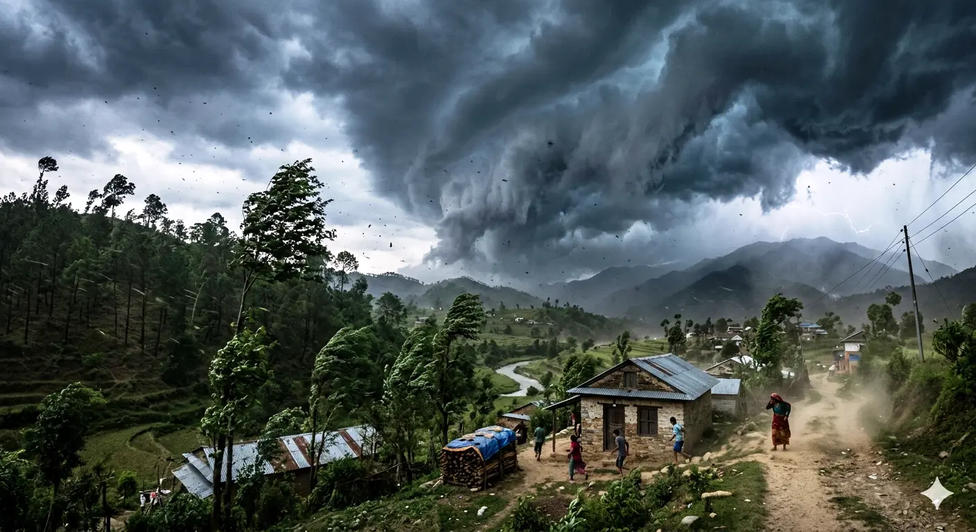 हावाहुरी सहितको वर्षाले पाँचथरका विभिन्न स्थानका घरमा क्षति 